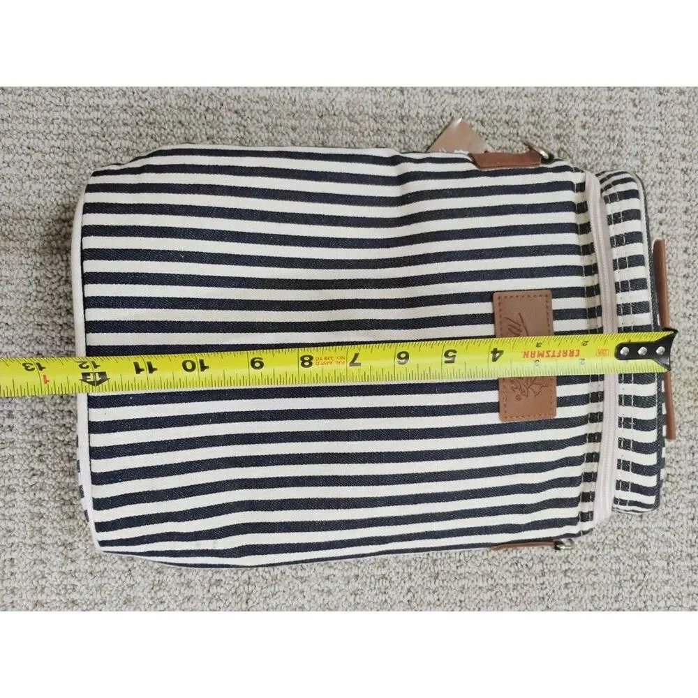 New 2 Bottle Insulated Wine Bag Navy Stripes Tirrinia
